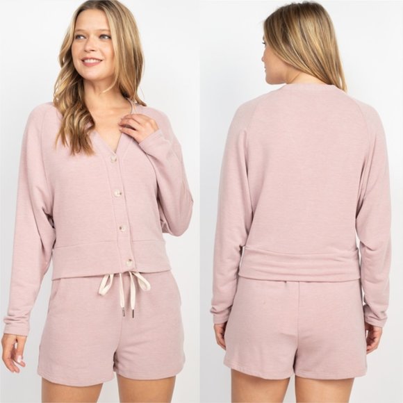 Tops - Pink coord set Button down top with Shorts